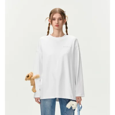 13DE MARZO Bear Basic Long Sleeve T-Shirt White