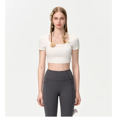 13DE MARZO Basic Square Neck Slim-Fit Top White