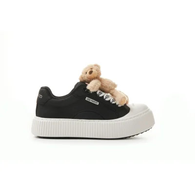 13DE MARZO Bear Logo Lace Platform Shoes Black