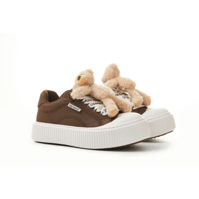 13DE MARZO Bear Logo Lace Platform Shoes Brown