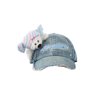 13DE MARZO Fujiya Sweets Bear Denim Cap Washed Blue