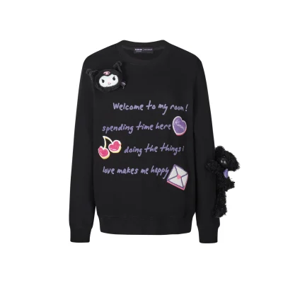 13DE MARZO Kuromi Ribbon Story Sweatshirt Black