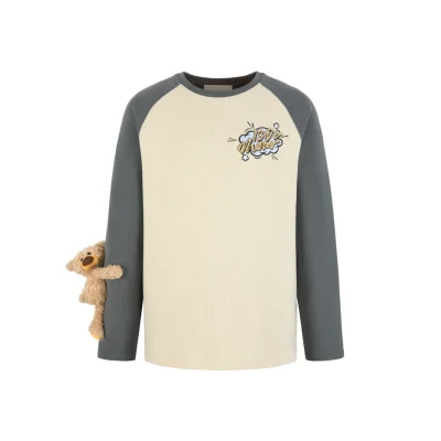 13DE MARZO Bear Waffe Check Sweatshirt Khaki