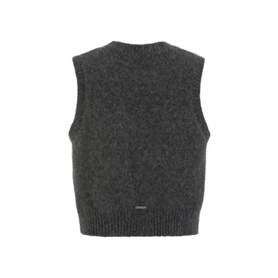 13DE MARZO Rope Knit Logo Vest Grey