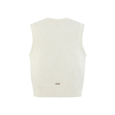 13DE MARZO Rope Knit Logo Vest White