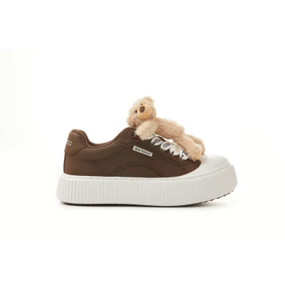 13DE MARZO Bear Logo Lace Platform Shoes Brown