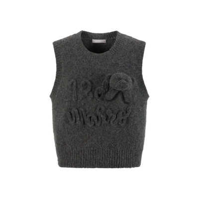 13DE MARZO Rope Knit Logo Vest Grey