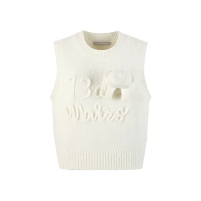 13DE MARZO Rope Knit Logo Vest White