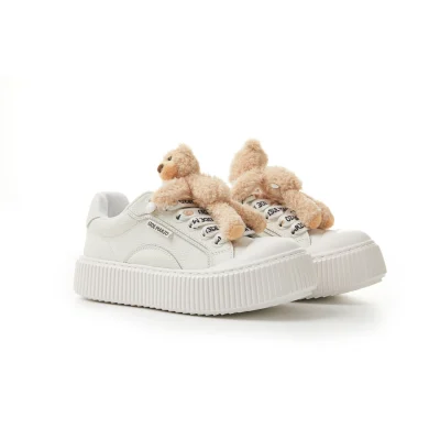 13DE MARZO Bear Logo Lace Platform Shoes White