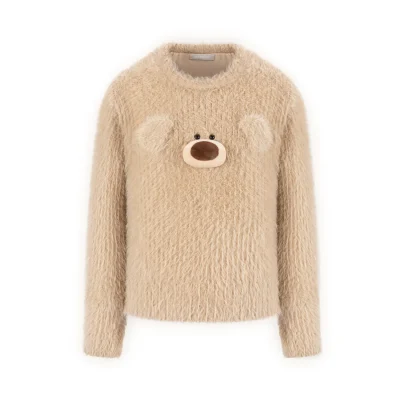 13DE MARZO Doozoo Ear Fuzzy Sweater Khaki