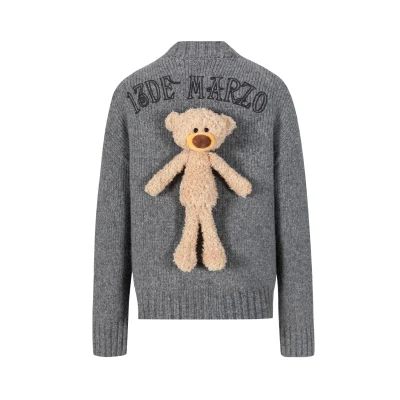 13DE MARZO Doozoo V-neck Embroidery Cardigan Grey