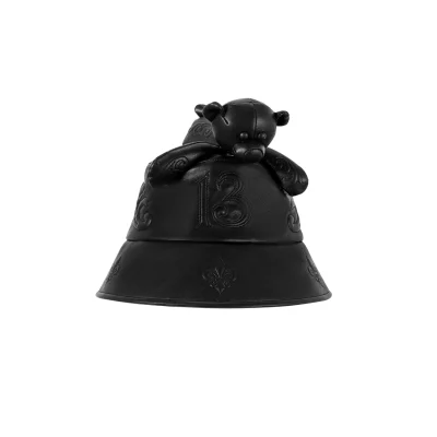 13DE MARZO Bear Dark Suture Leather Bucket Hat