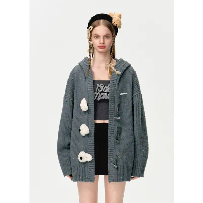 13DE MARZO Doozoo Button Yarn knit Cardigan Grey