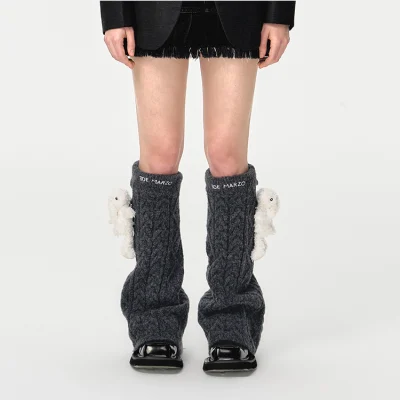 13DE MARZO Doozoo Knit Leg Warmer Dark Grey