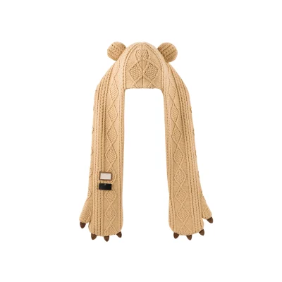 13DE MARZO Bear Head Scarf Khaki