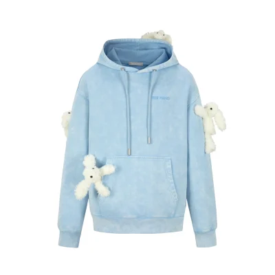 13DE MARZO Doozoo Washed Faded Hoodie Blue