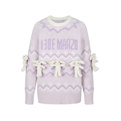 13DE MARZO Fair Isle Doozoo Knit Sweater Purple