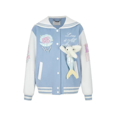 13DE MARZO Doozoo Mermaid Baseball Jacket Blue