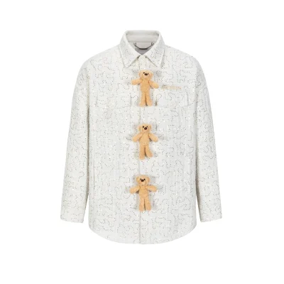 13DE MARZO Doozoo Shining Tweed Shirt Beige