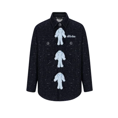 13DE MARZO Doozoo Shining Tweed Shirt Navy Blue