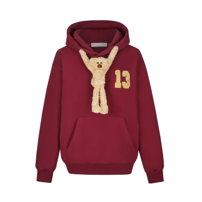 13DE MARZO Doozoo Adjustable String Hoodie Red