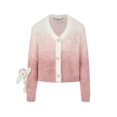 13DE MARZO Doozoo Gradient Cardigan Pink