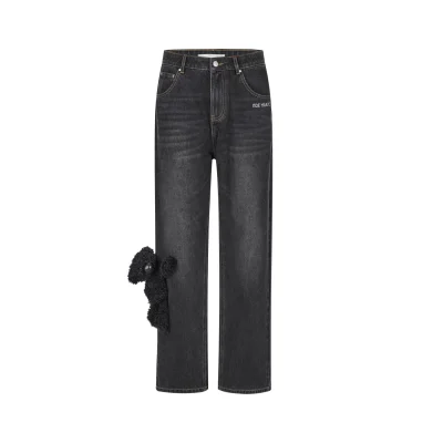 13DE MARZO Bear Base Washed Jeans Black