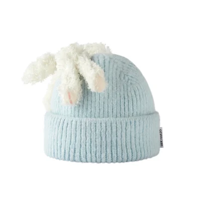 13DE MARZO Bear Base Knit Beanie Blue