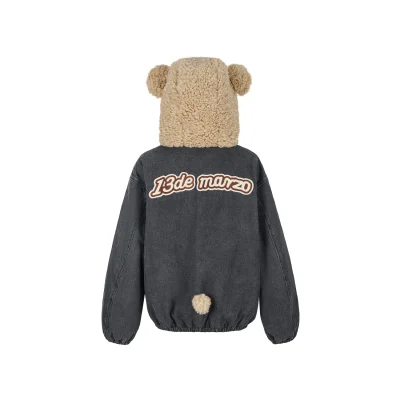 13DE MARZO Bear Set Padded Hoodie Black - Image 5