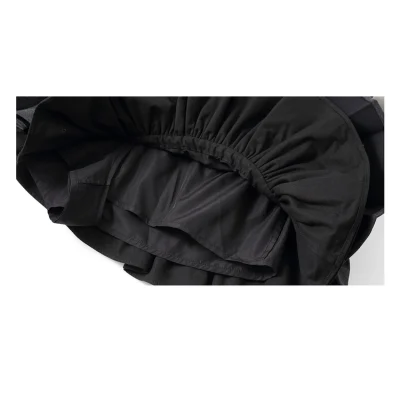 REVAN Ruffle Hem Pleated Skirt Dark Grey - Image 9