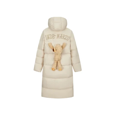 13DE MARZO Bear Long Down Puffer Jacket Beige