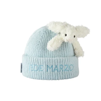 13DE MARZO Bear Base Knit Beanie Blue