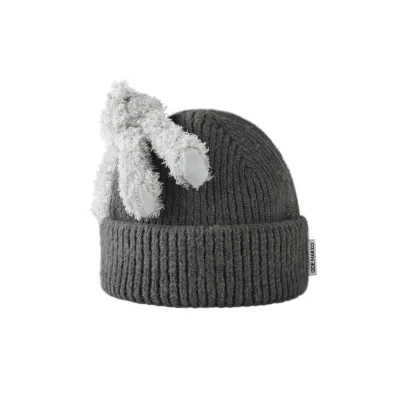 13DE MARZO Bear Base Knit Beanie Dark Grey