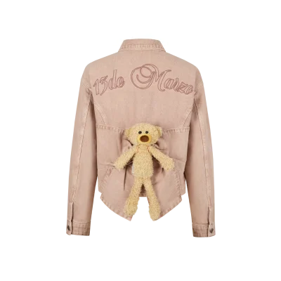 13DE MARZO Doozoo Back Butterfly Denim Jacket Pink