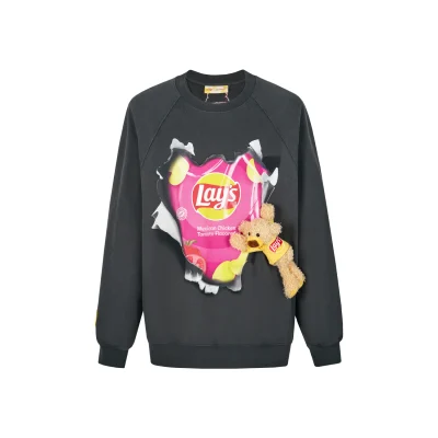 13DE MARZO Lay's Broken Printing Sweatershirt Grey