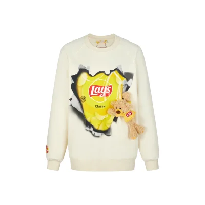 13DE MARZO Lay's Broken Printing Sweatershirt Beige