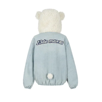 13DE MARZO Bear Set Padded Hoodie Blue - Image 6