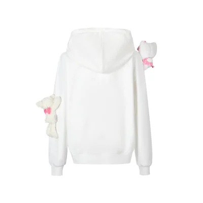 13DE MARZO Hello Kitty Bear Printing Hoodie White