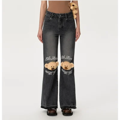 13DE MARZO Knees Bear Jeans Black