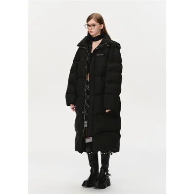 13DE MARZO Bear Long Down Puffer Jacket Black - Image 3