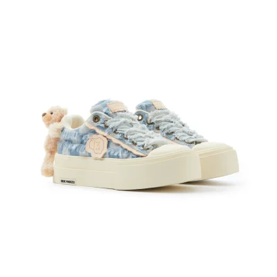 13DE MARZO Bear Denim Badge Sneakers Blue