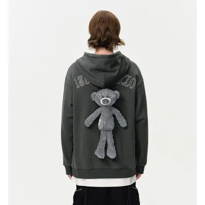 13DE MARZO Doozoo Logo Zip Hoodie Grey - Image 3