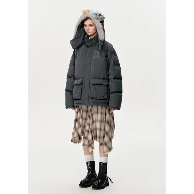 13DE MARZO Friends Hangout Down Jacket Dark Grey - Image 3