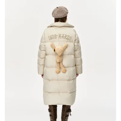 13DE MARZO Bear Long Down Puffer Jacket Beige