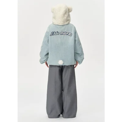 13DE MARZO Bear Set Padded Hoodie Blue - Image 5