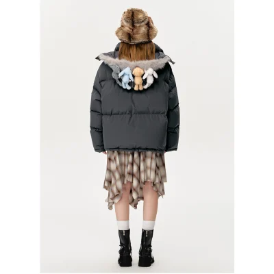 13DE MARZO Friends Hangout Down Jacket Dark Grey - Image 4