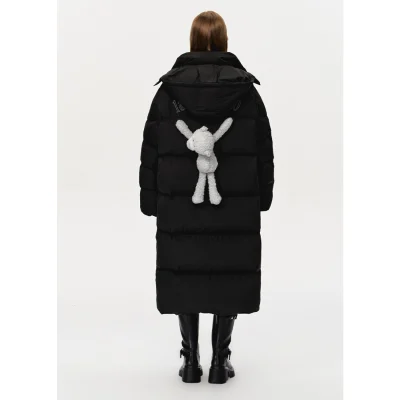 13DE MARZO Bear Long Down Puffer Jacket Black - Image 4