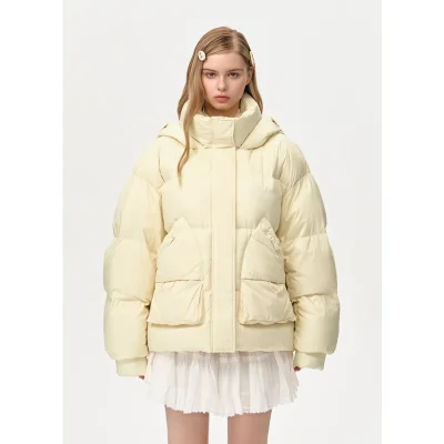 13DE MARZO Bear Embossment Down Jacket Yellow