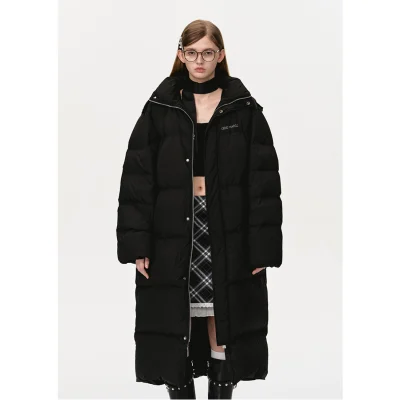 13DE MARZO Bear Long Down Puffer Jacket Black