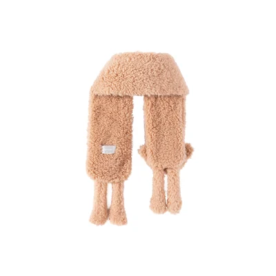 13DE MARZO Doozoo Fuzzy Scarf Bear Khaki - Image 7